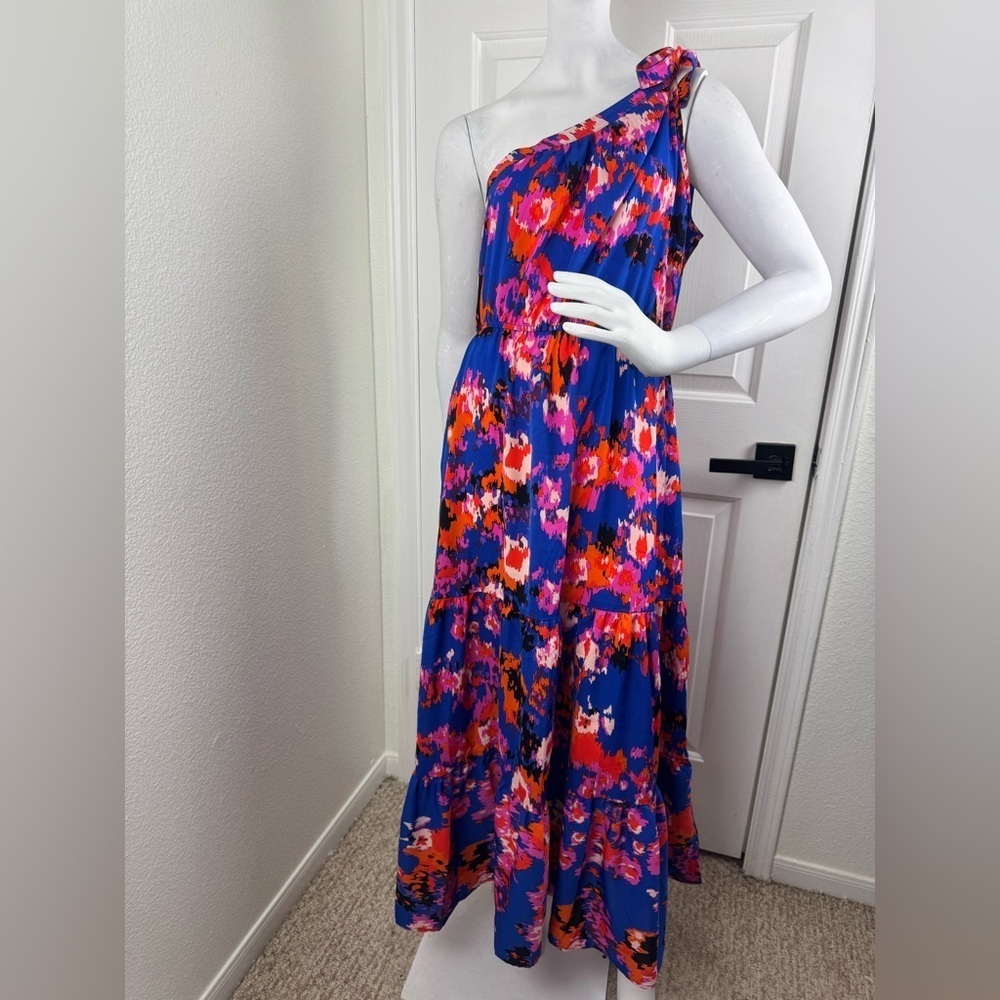 Pretty Garden Floral Maxi Dress in Blue and Red Size Large I#107 - Picture 3 of 12